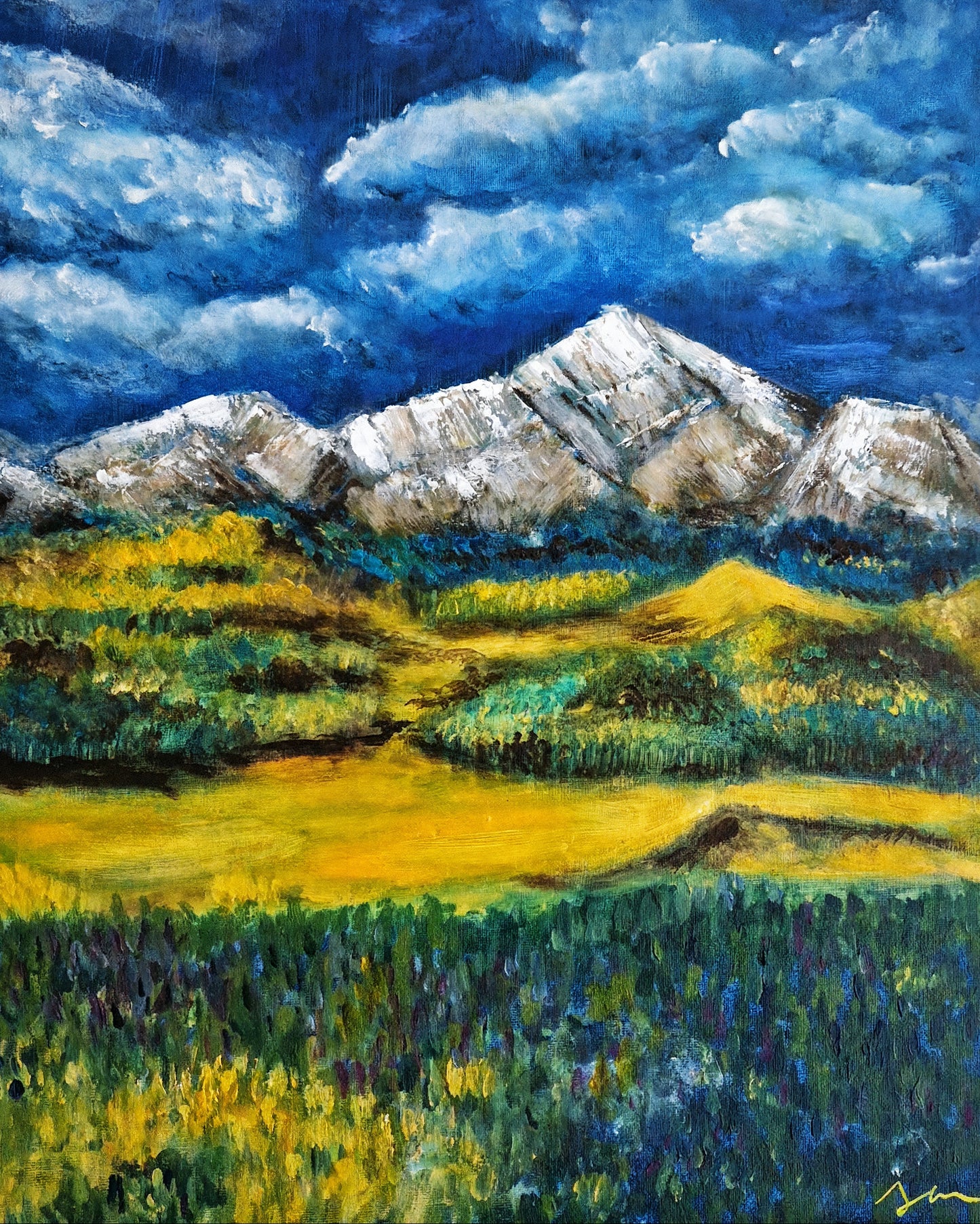 "Colorado Mountains" Original Mixed Media Painting 40x50cm