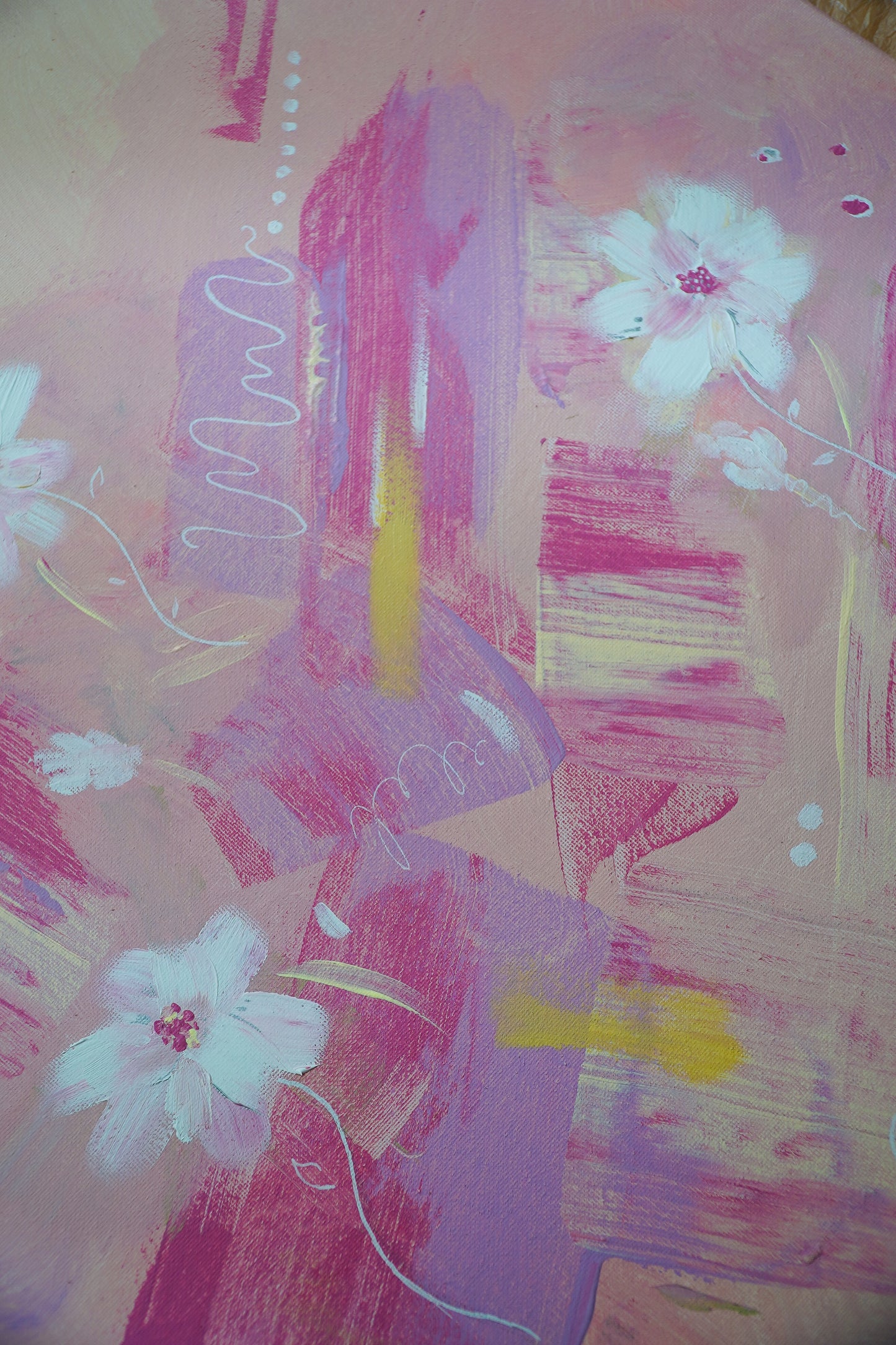 "Meadows of Blush" Set of 3 Original Acrylic Paintings