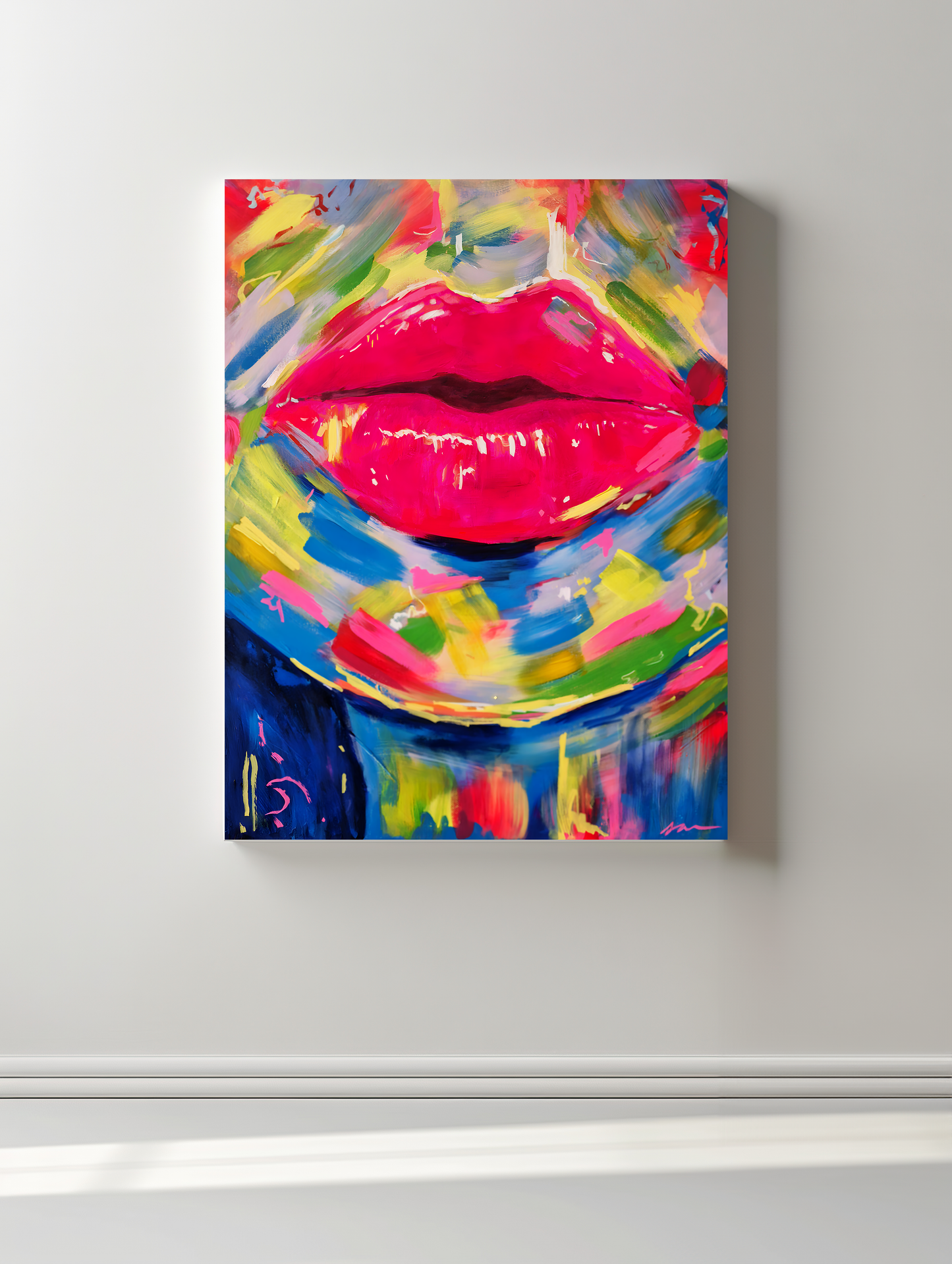 "Electric Lips" Original Mixed Media Painting 60x80cm