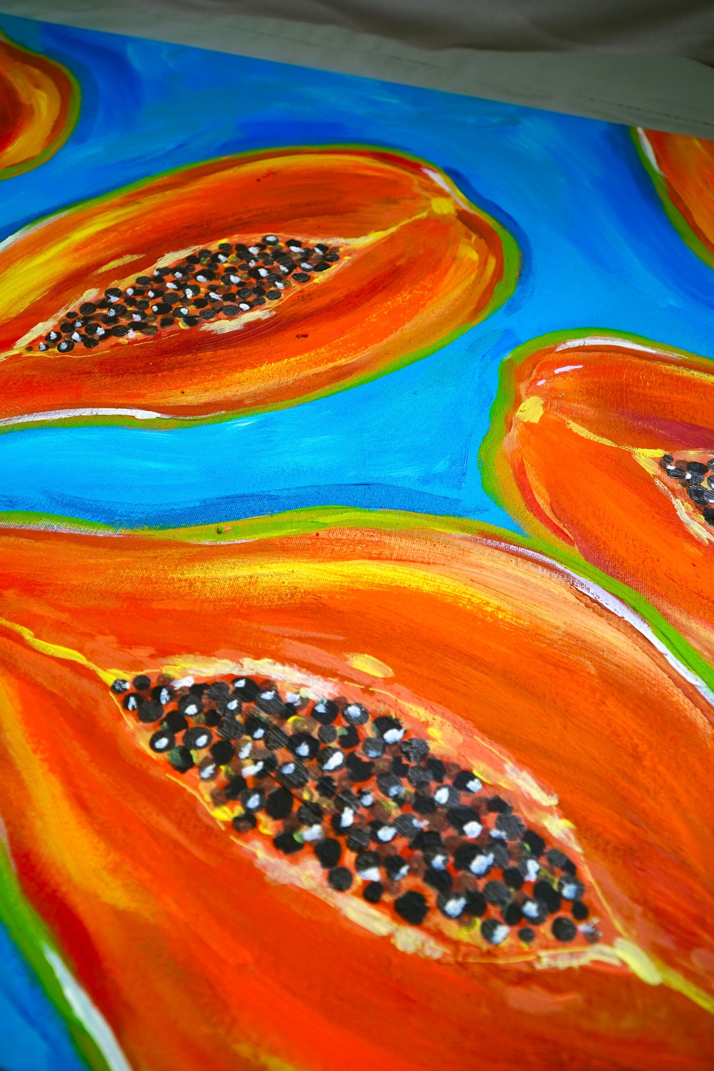 "Papaya Split" Original Mixed Media Painting 50x70cm