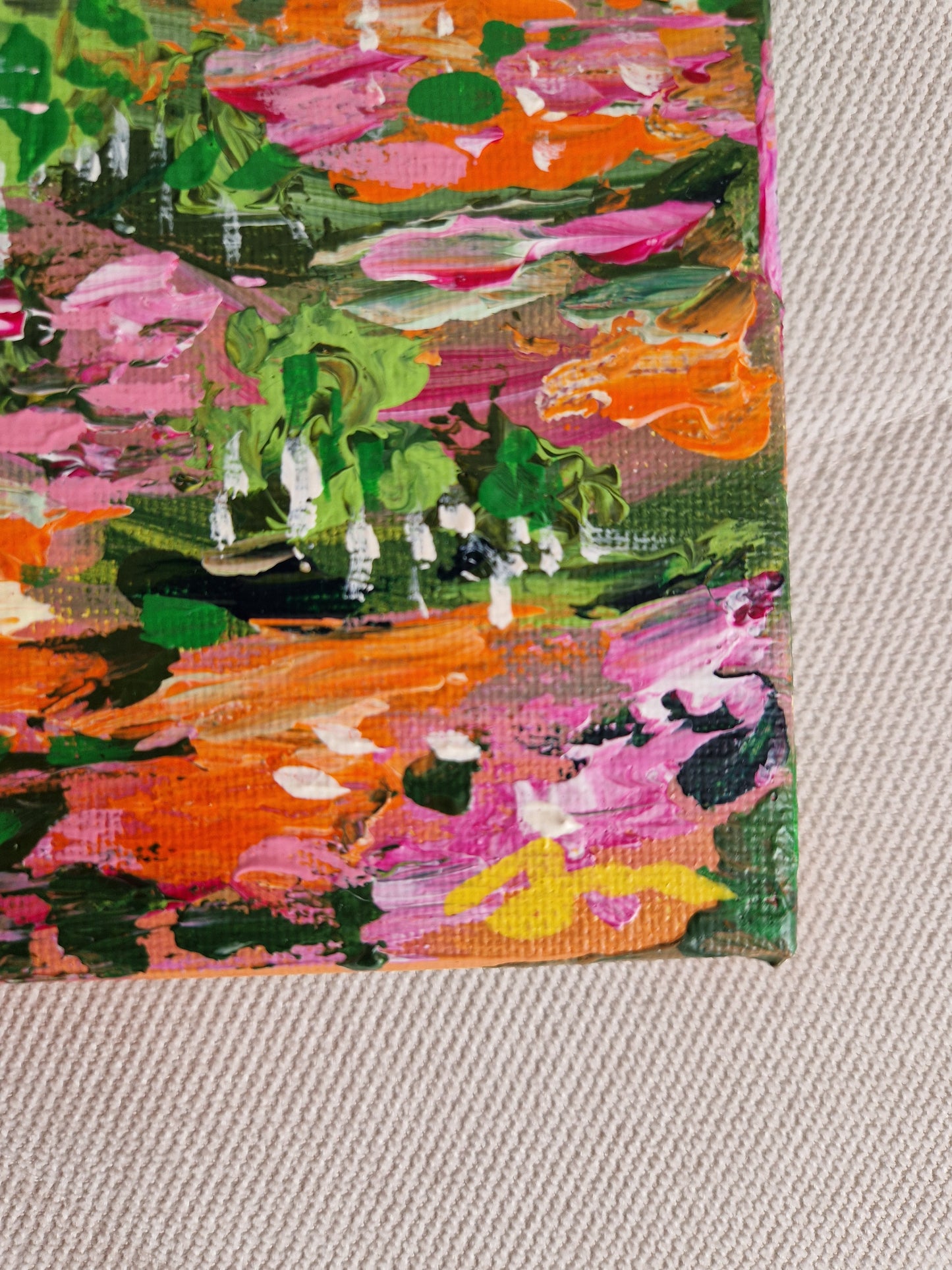 "Clouds Over the Bloomfields" Original Acrylic Painting 20x20cm