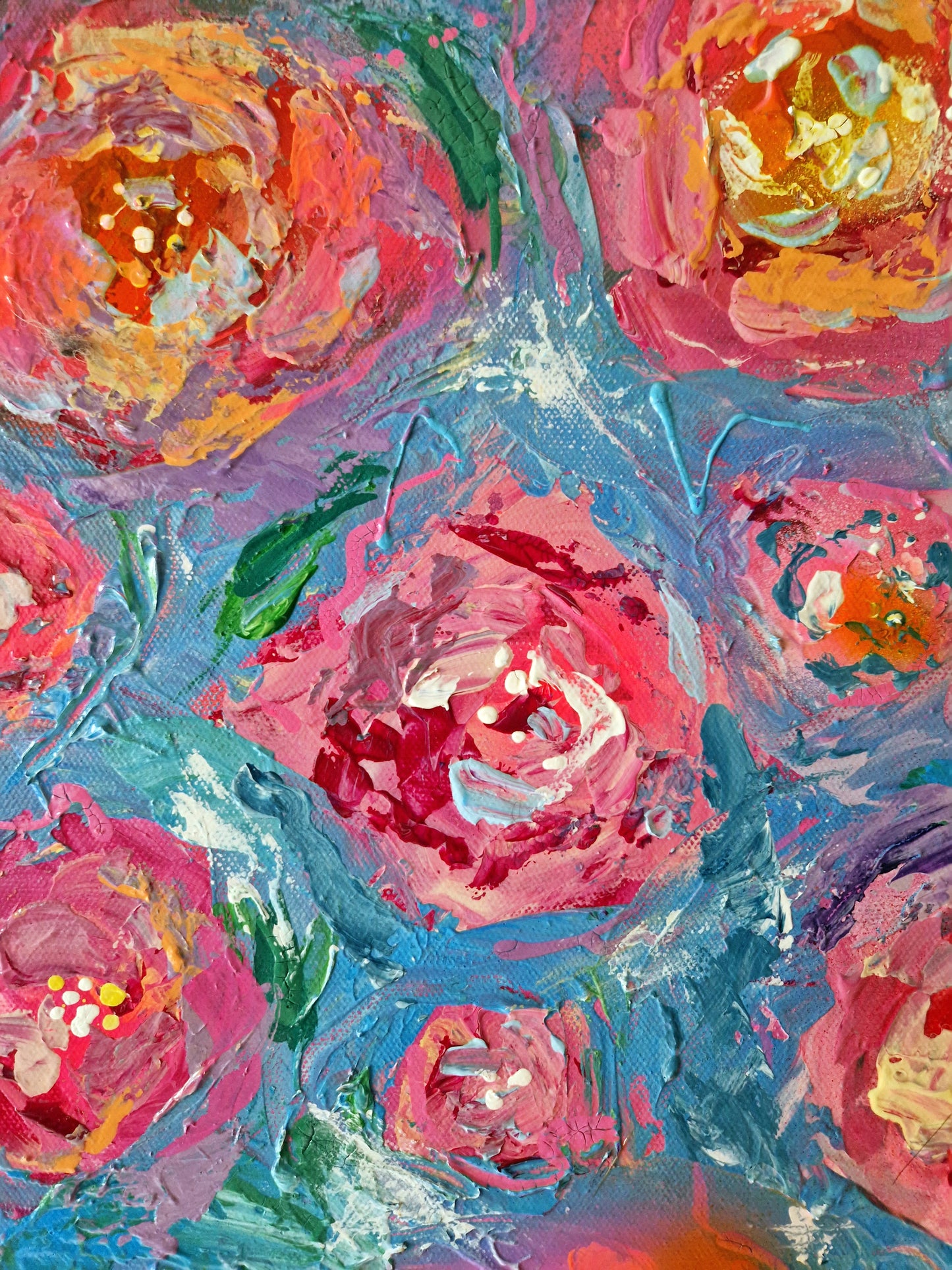 "Zurich Fountain in Spring" Original Acrylic Painting 50x60cm