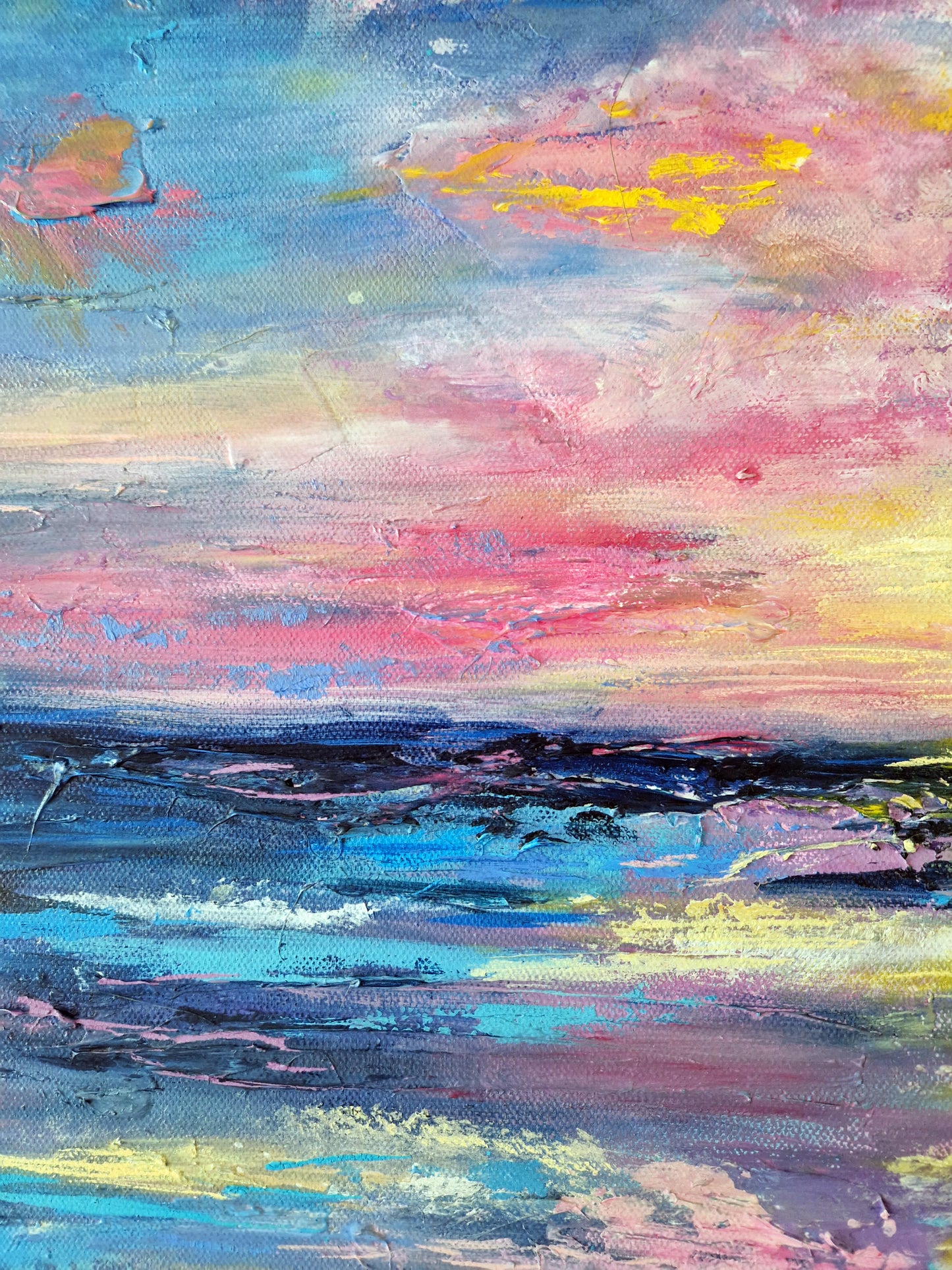 "Tranquility in Disguise" Original Mixed Media Painting 40x40cm