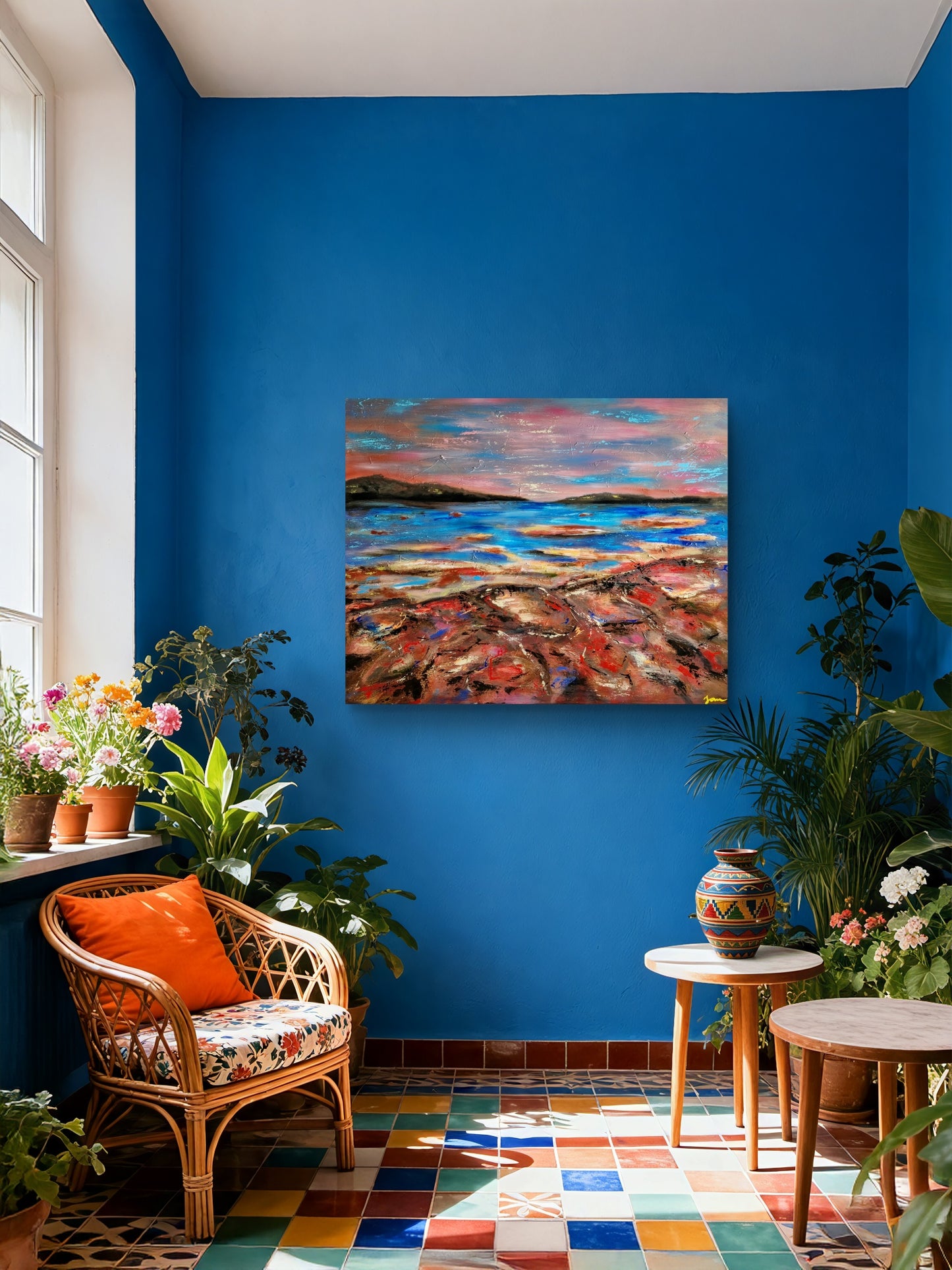 "The Quiet Between Fires" Original Mixed Media Painting 100x80cm