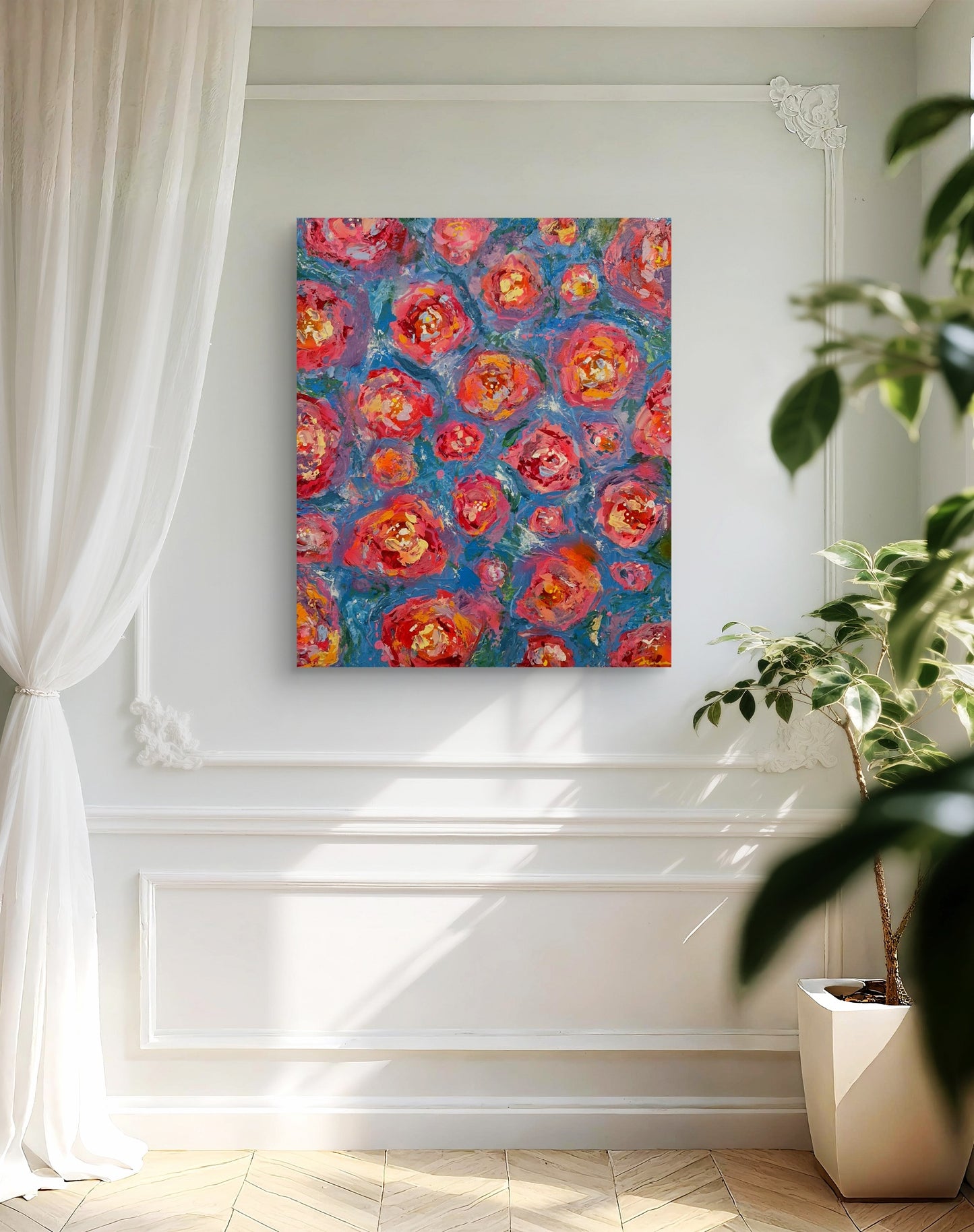 "Zurich Fountain in Spring" Original Acrylic Painting 50x60cm