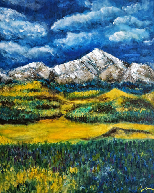"Colorado Mountains" Original Mixed Media Painting 40x50cm