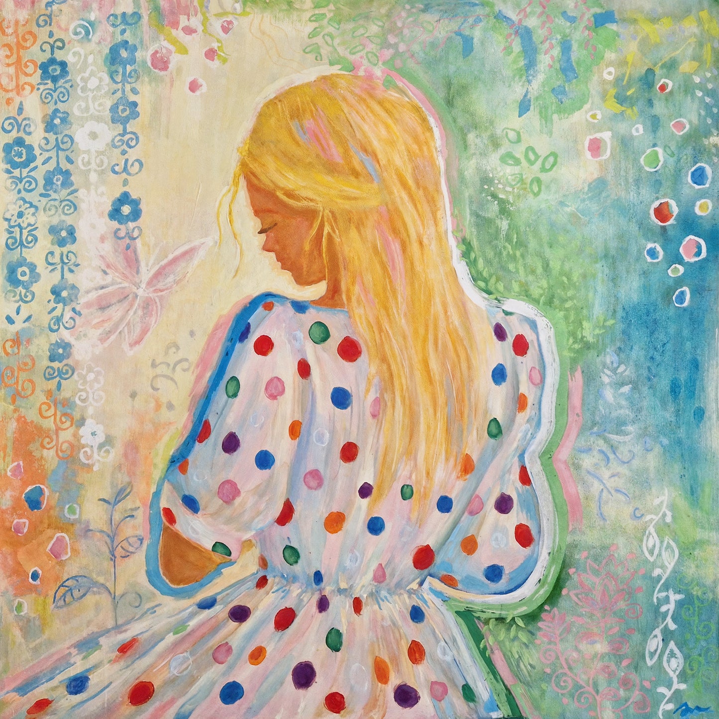 "Slavic Meadows" Original Mixed Media Painting 80x80cm