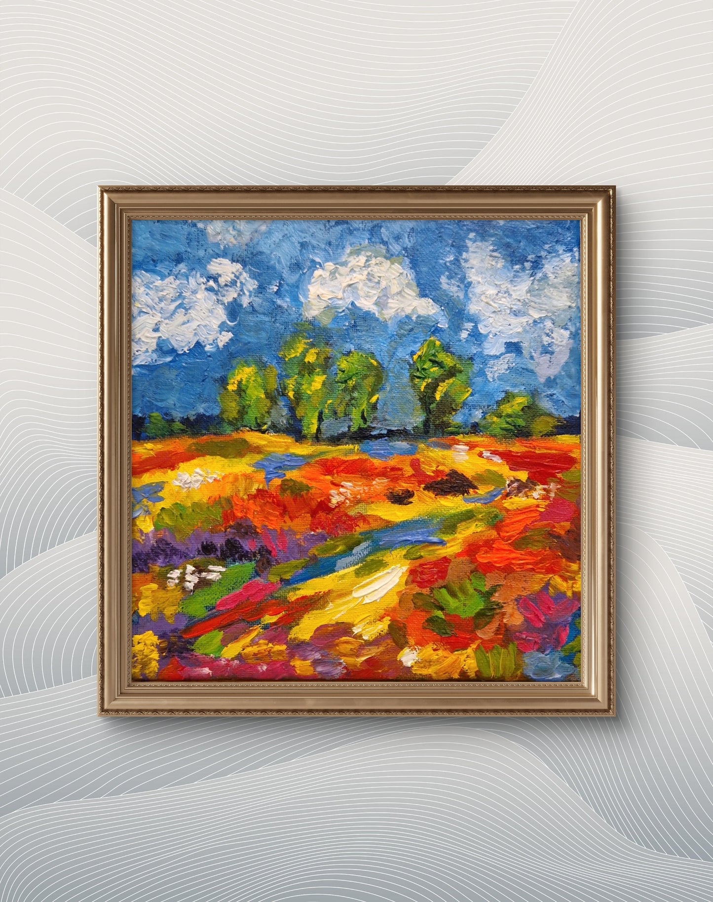 "Luscious Fields" Original Oil Painting 20x20cm