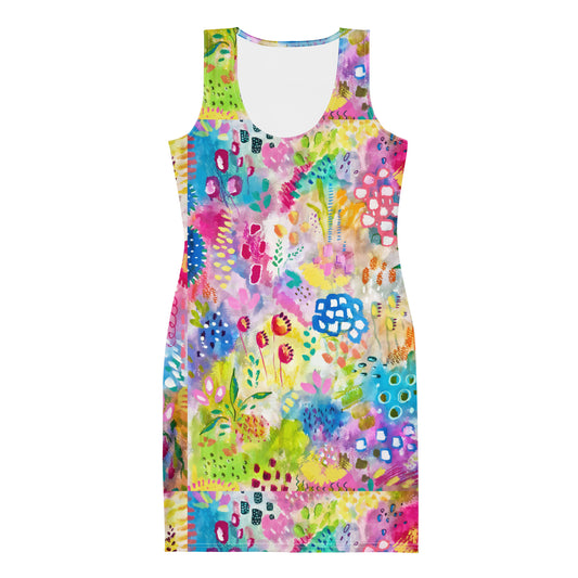 Abstract Garden Bodycon Dress
