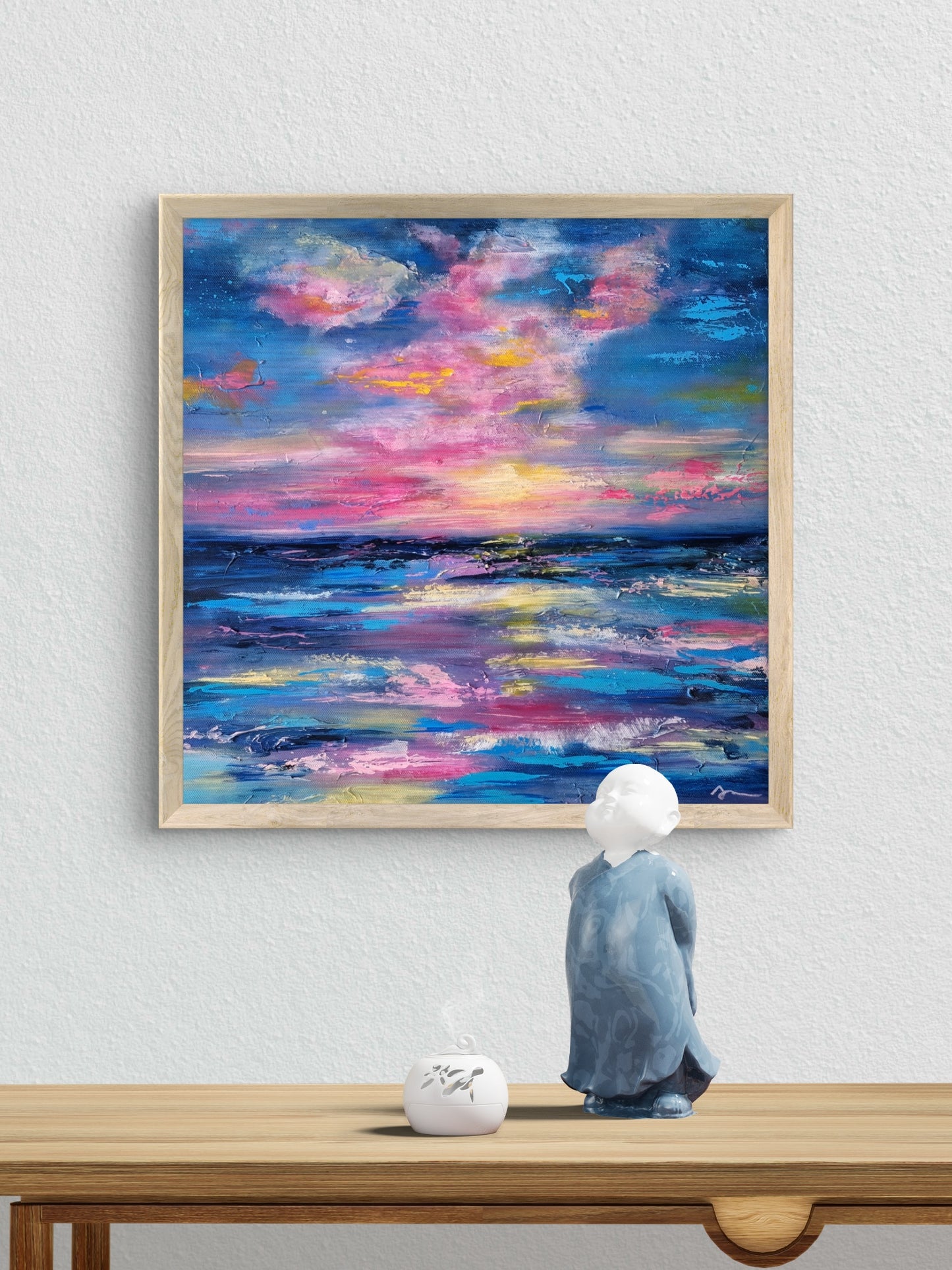 "Tranquility in Disguise" Original Mixed Media Painting 40x40cm