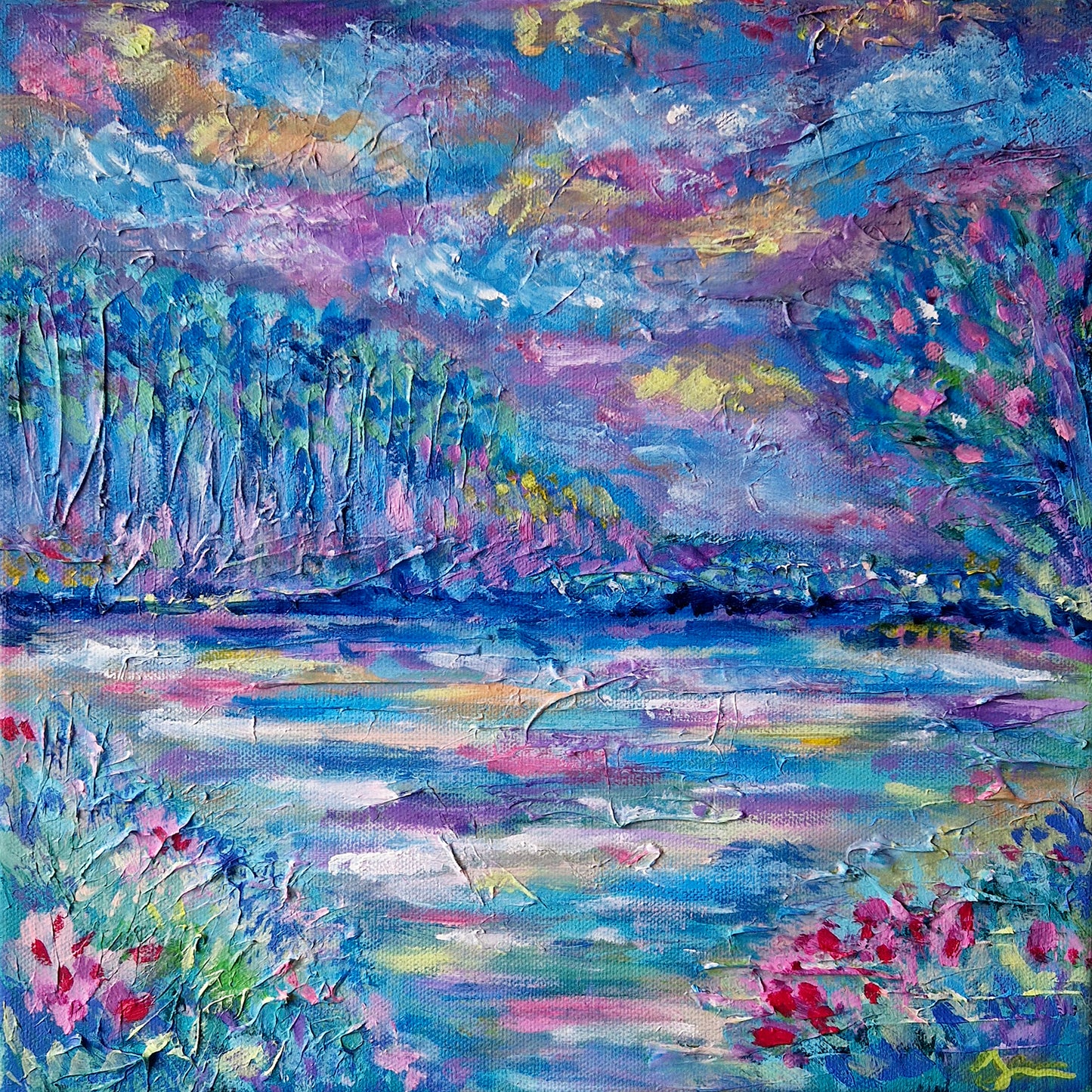 "At the Edge of Intensity" Original Mixed Media Painting 30x30cm