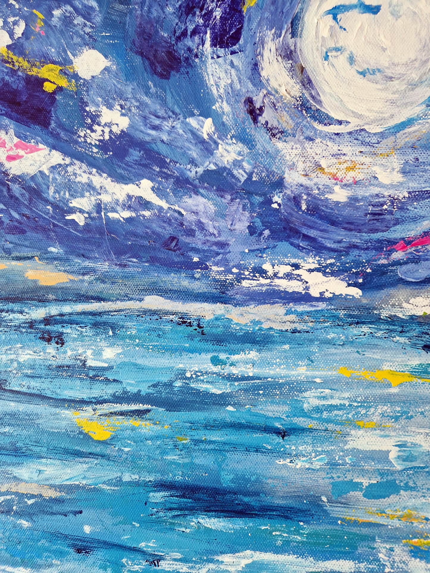 "Full Moon Escape" Original Acrylic Painting 80x80cm