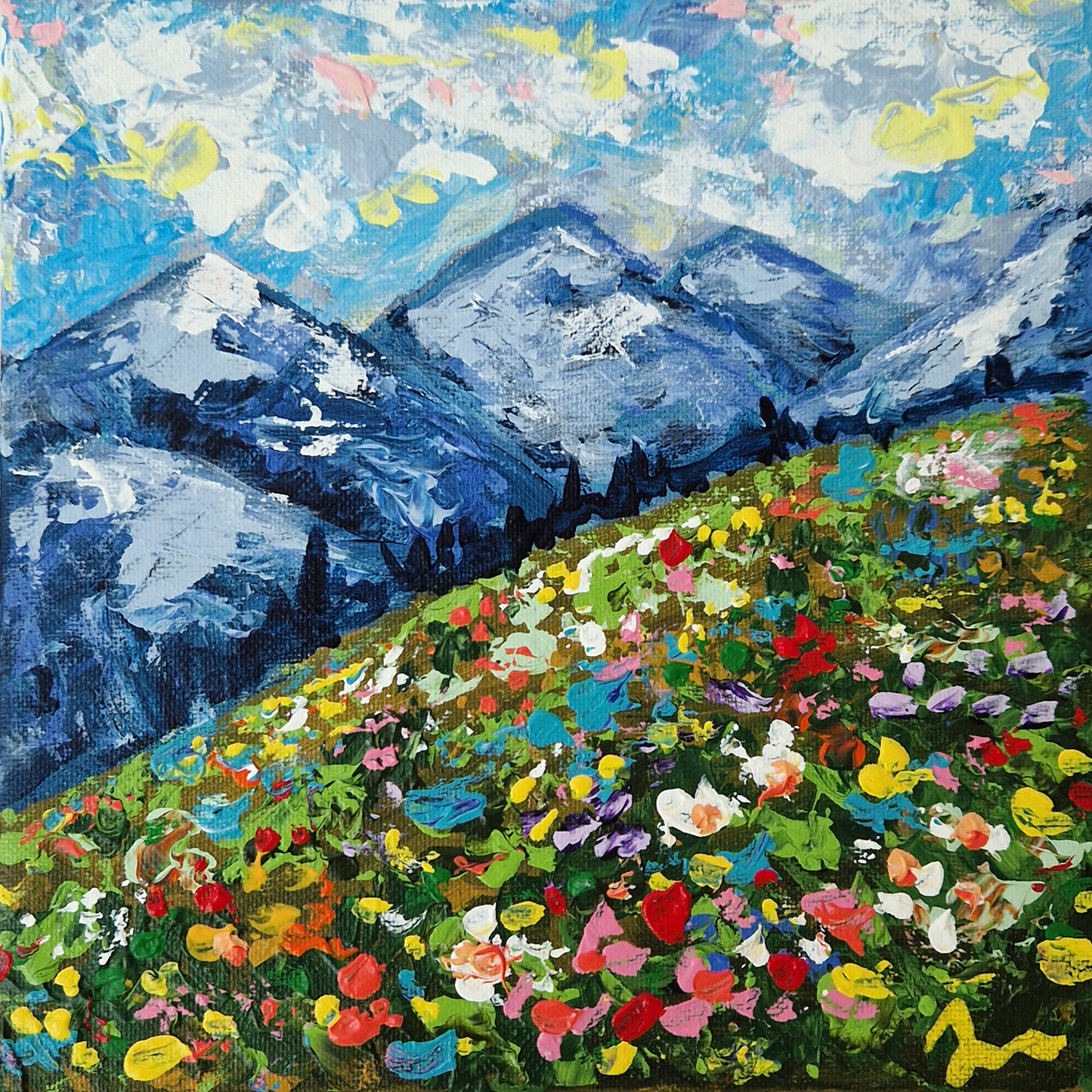 "Bloomrise" Original Acrylic Painting 20x20cm