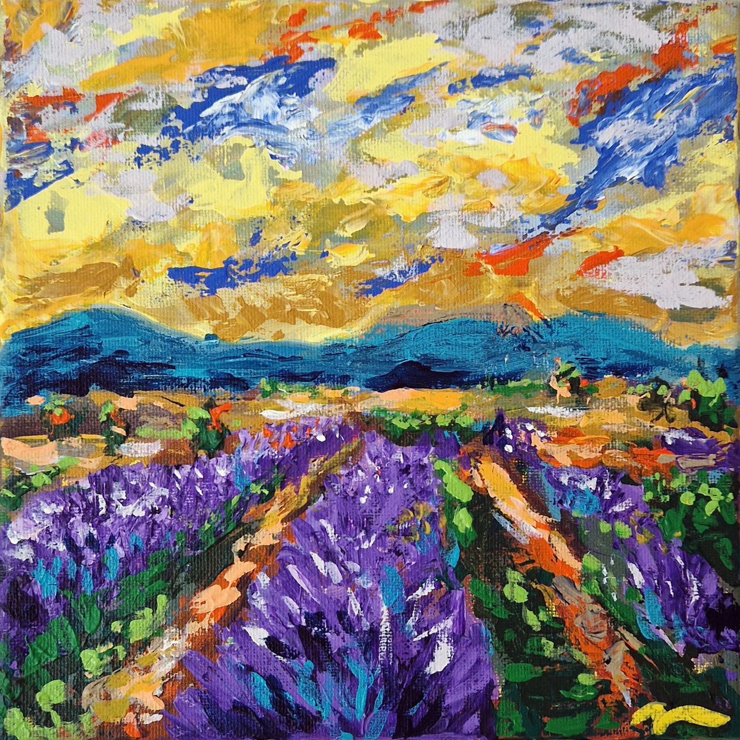 "The Violet Path" Original Acrylic Painting 20x20cm