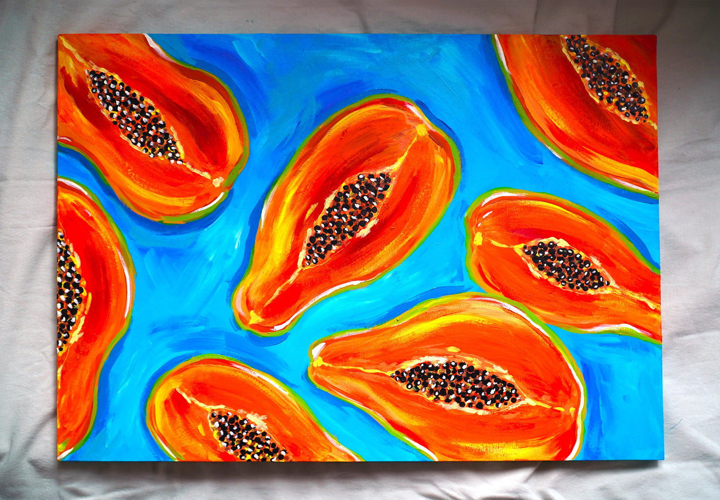 "Papaya Split" Original Mixed Media Painting 50x70cm