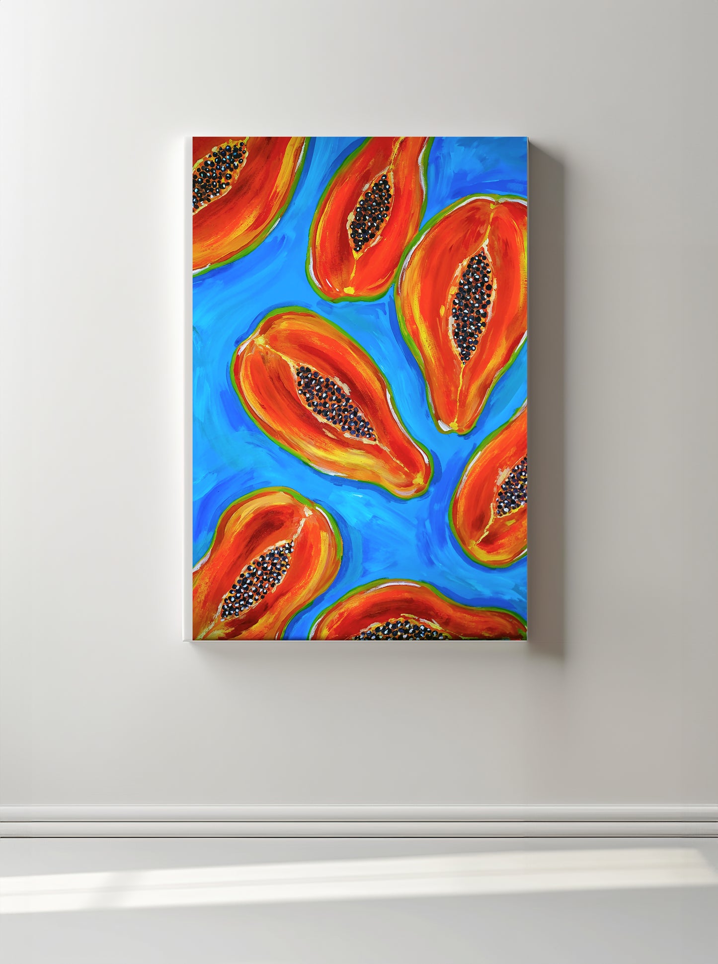 "Papaya Split" Original Mixed Media Painting 50x70cm