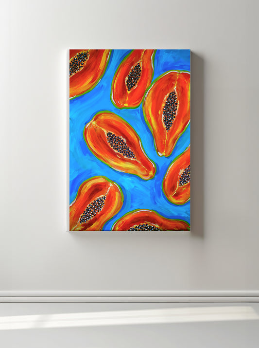 "Papaya Split" Original Mixed Media Painting 50x70cm