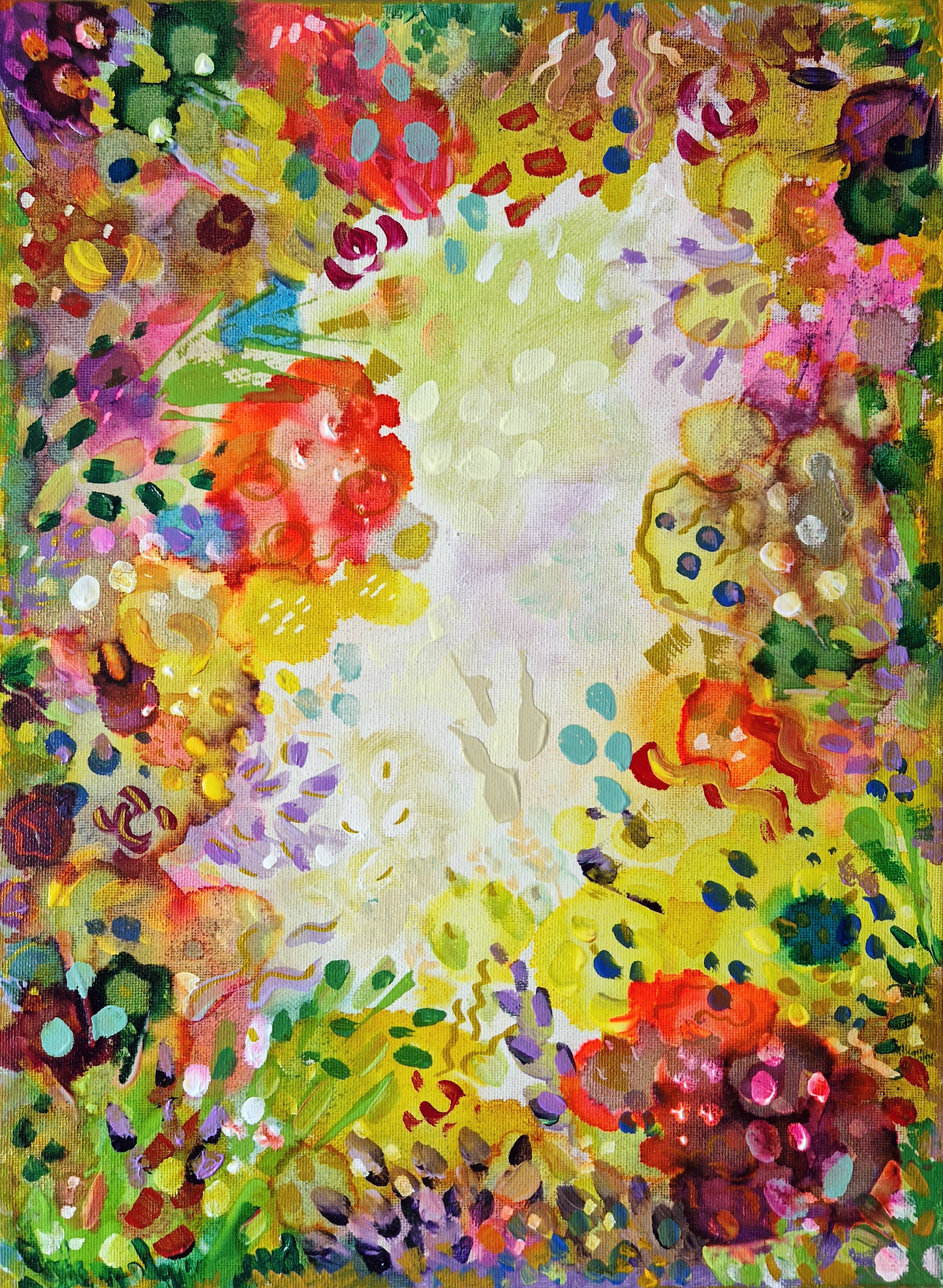 "Rustle and Bloom" Set of 3 Original Mixed Media Paintings 30cm x 40cm