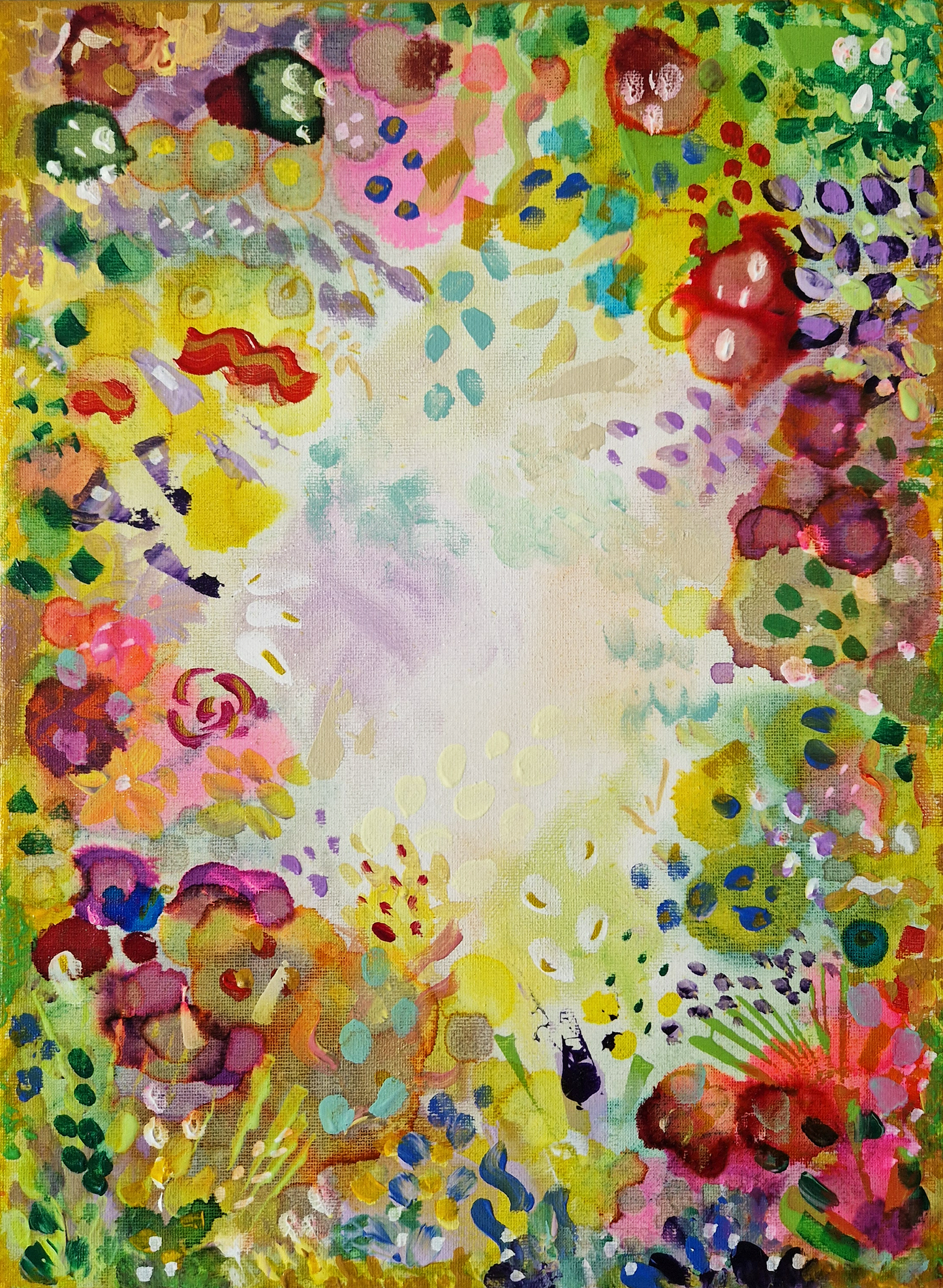 "Rustle and Bloom" Set of 3 Original Mixed Media Paintings 30cm x 40cm