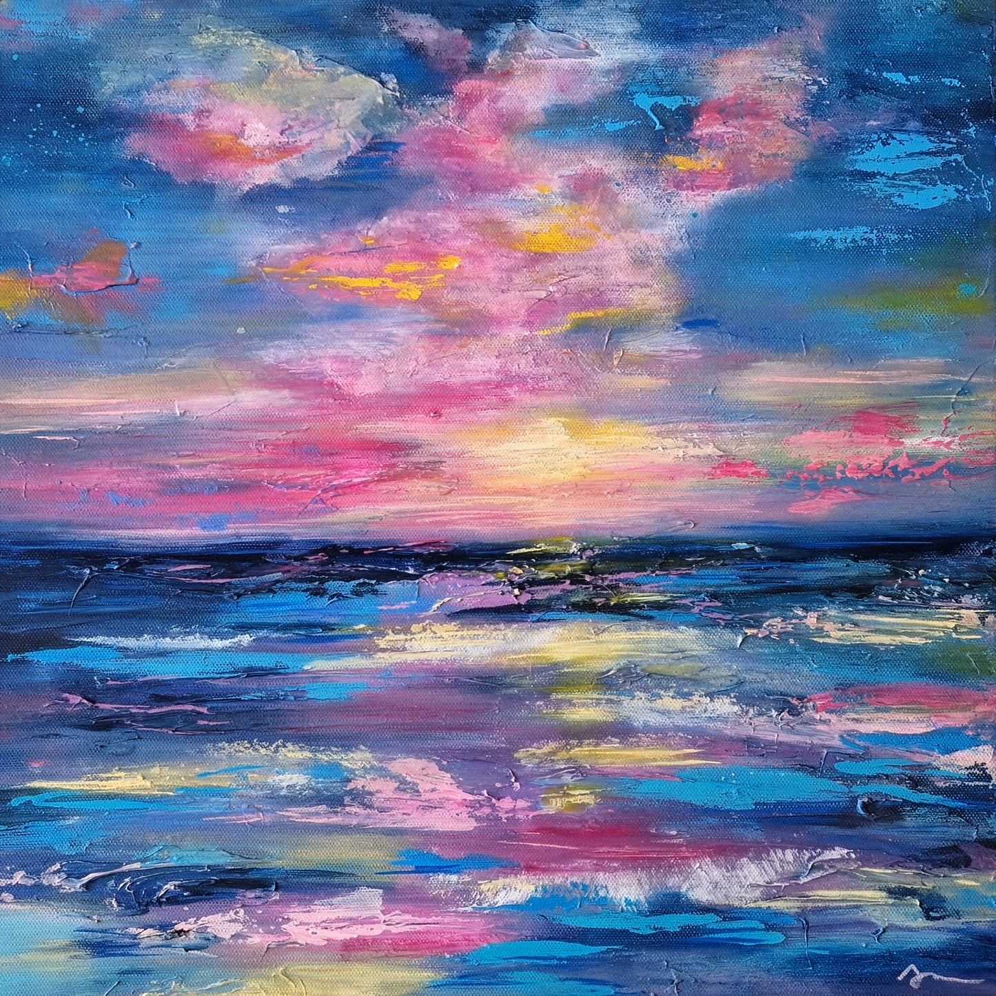 "Tranquility in Disguise" Original Mixed Media Painting 40x40cm