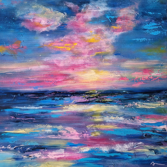 "Tranquility in Disguise" Original Mixed Media Painting 40x40cm