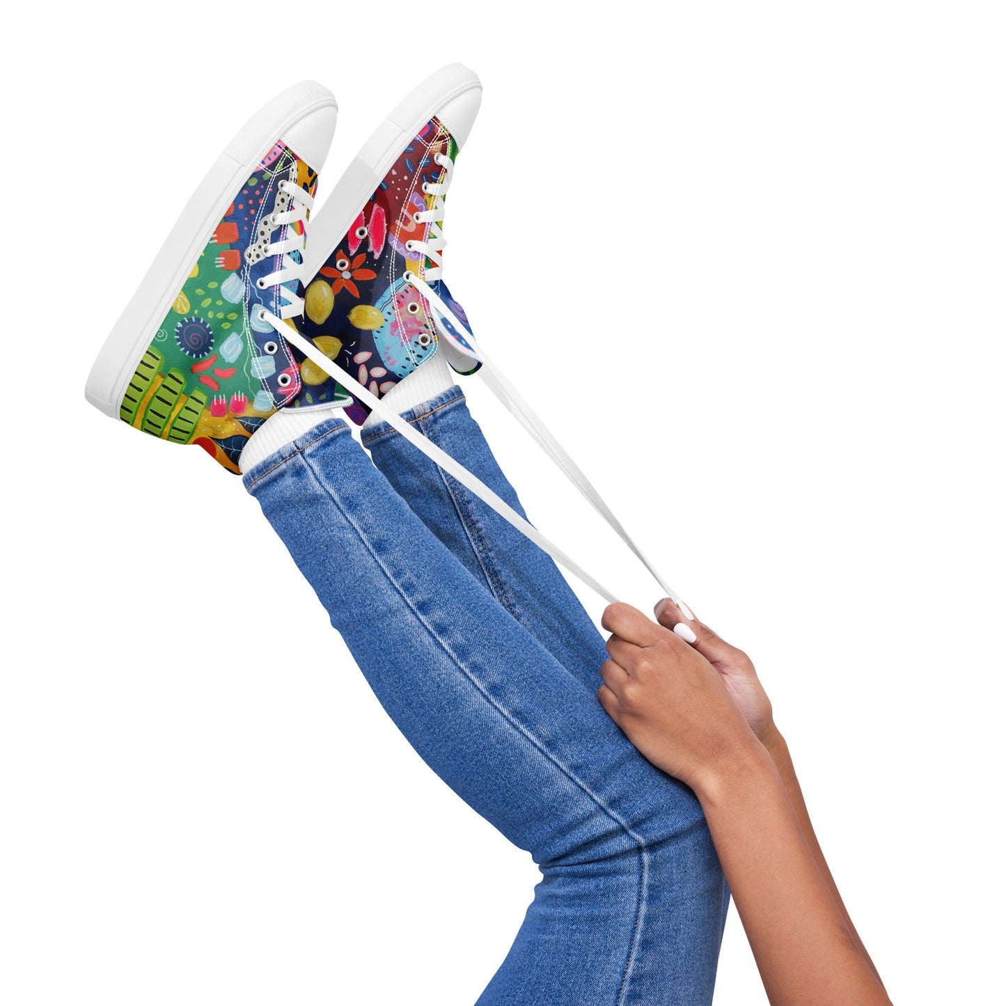 Flea Market Art Women’s high top canvas shoes